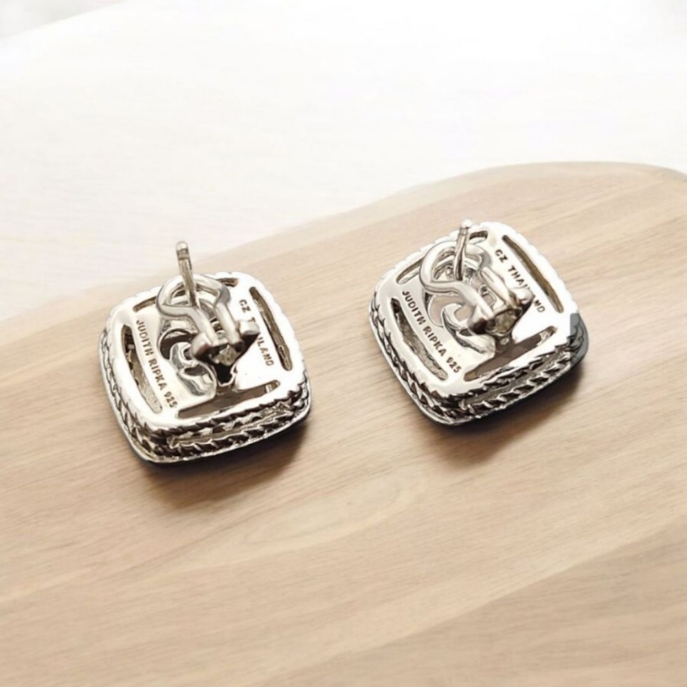 Designer Judith Ripka Rose Quartz Earrings And Trinket Dish - Picture 5 of 6